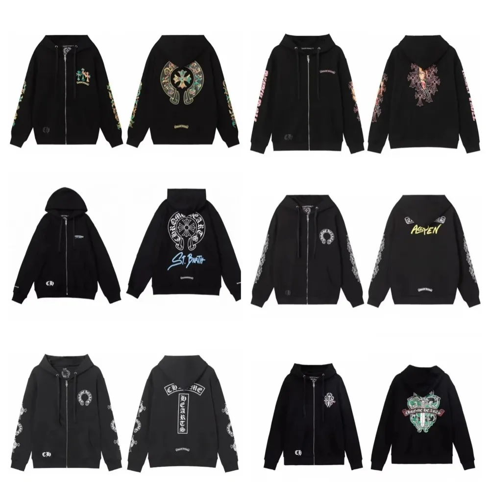 Chrome Hearts-Style Zip Hoodie
